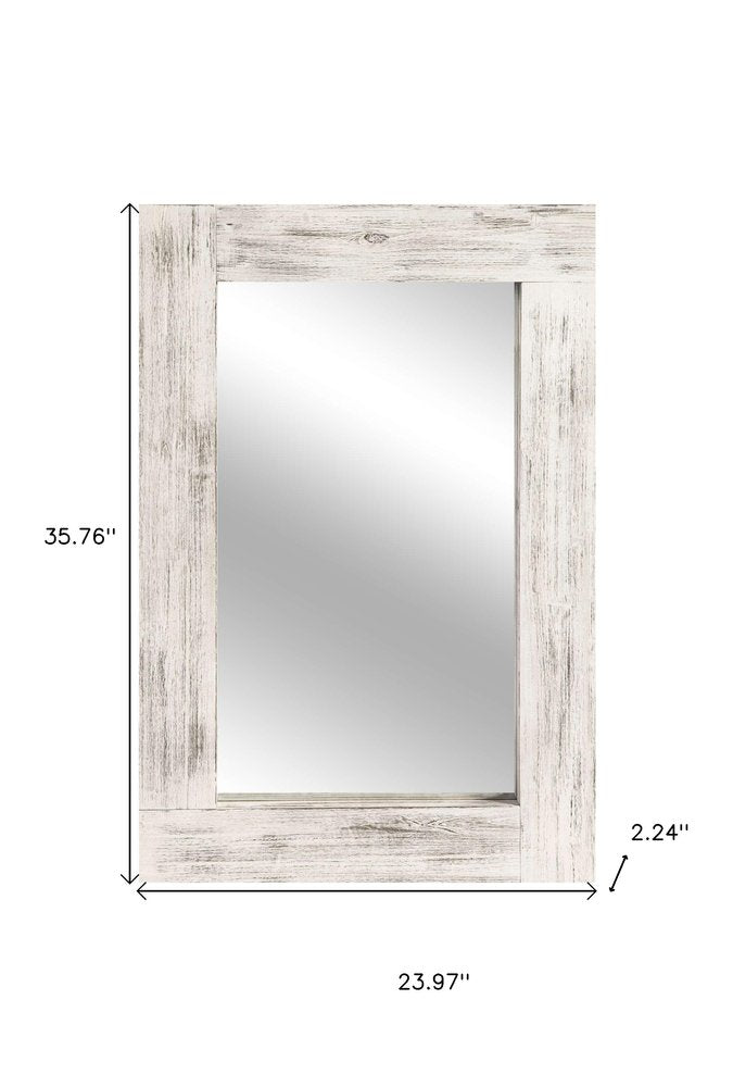 Set of Two White Solid Wood Framed Accent Mirror