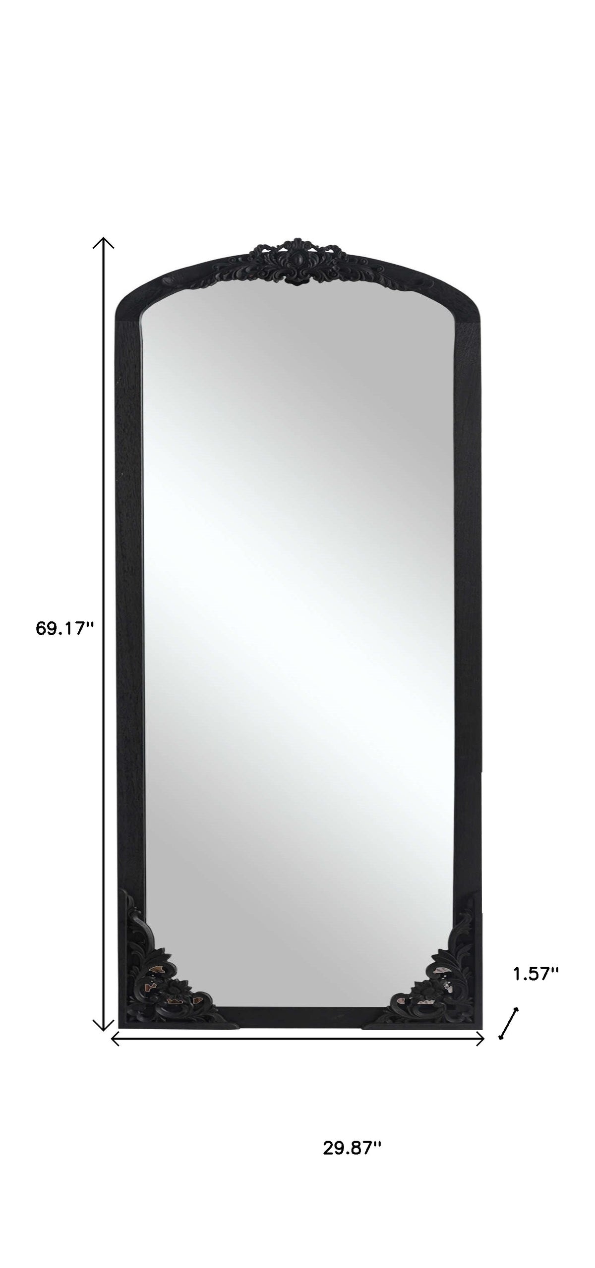 69" Black Solid Wood Framed Full Length Mirror
