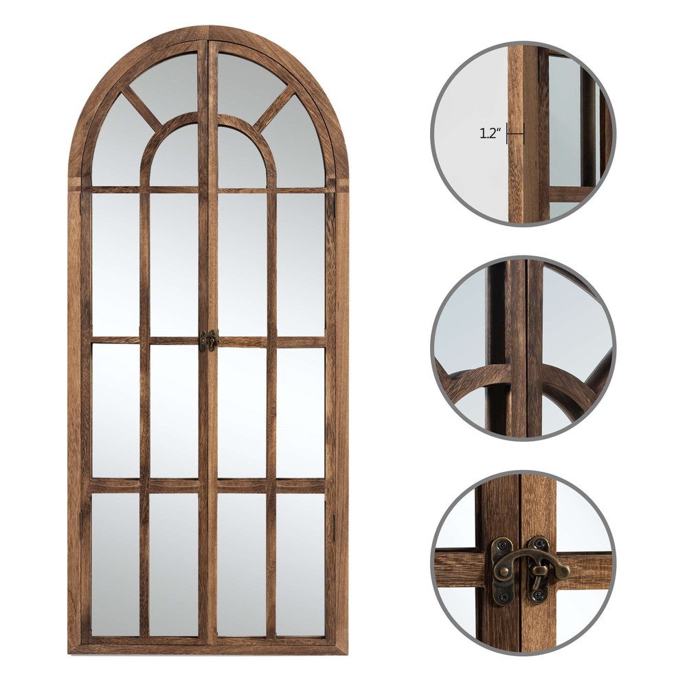 71" Brown Solid Wood Arch Framed Full Length Mirror