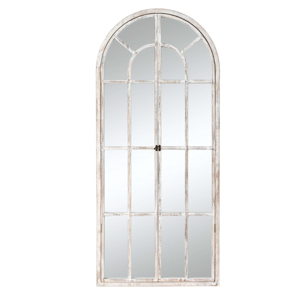 71" White Solid Wood Arch Framed Full Length Mirror