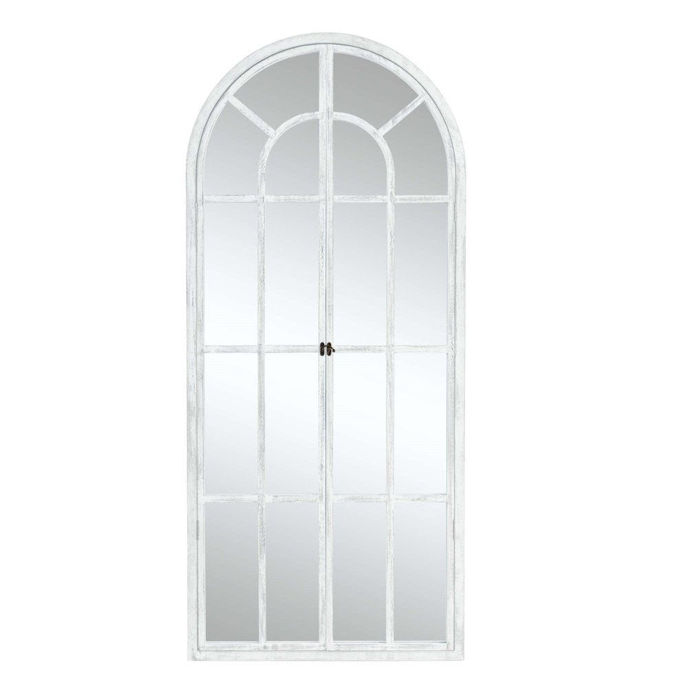 71" White Solid Wood Arch Framed Full Length Mirror
