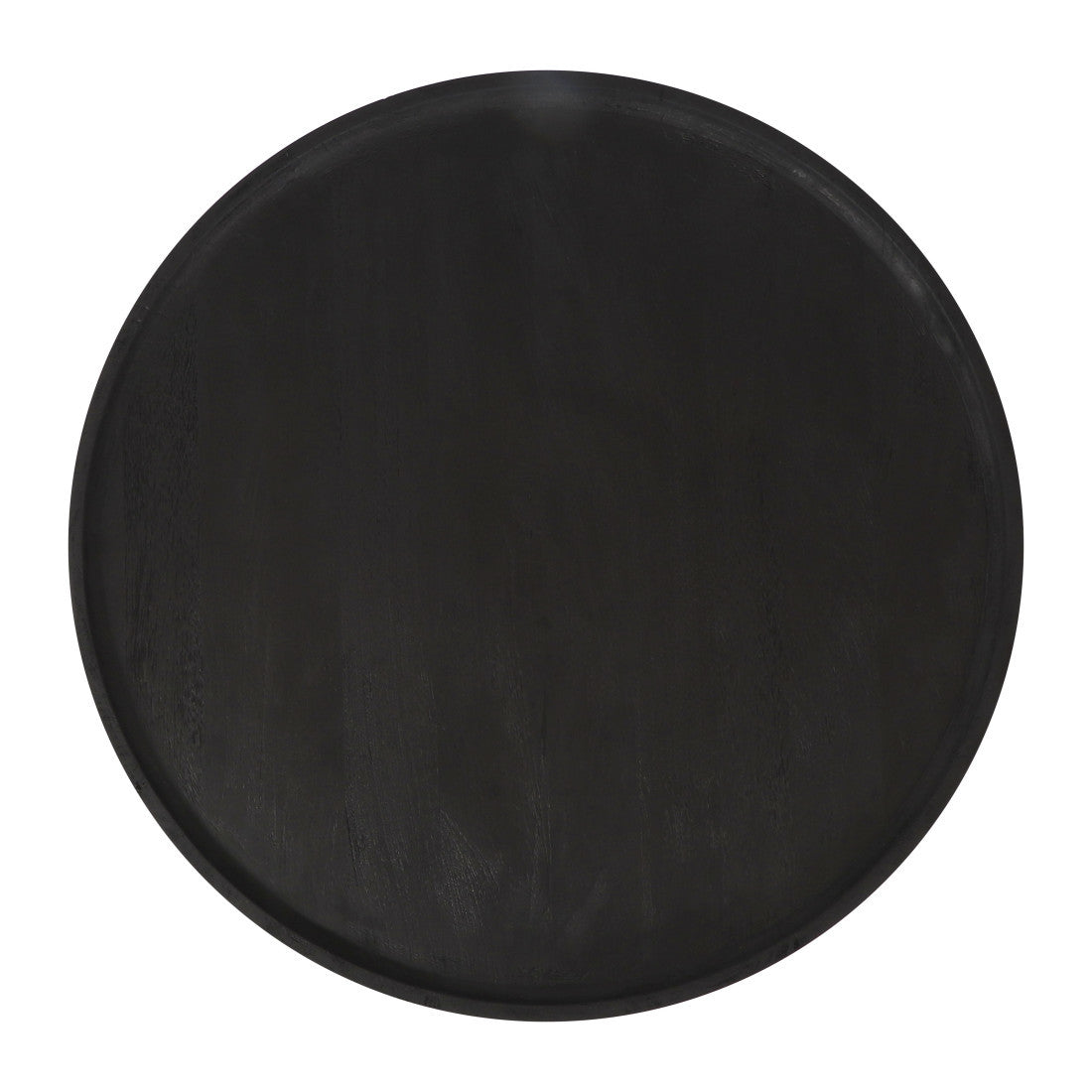 28" Black Solid Wood Round Pedestal Coffee Table