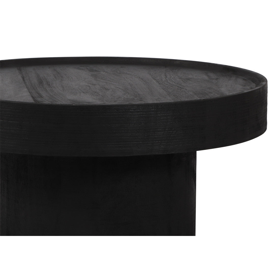 28" Black Solid Wood Round Pedestal Coffee Table