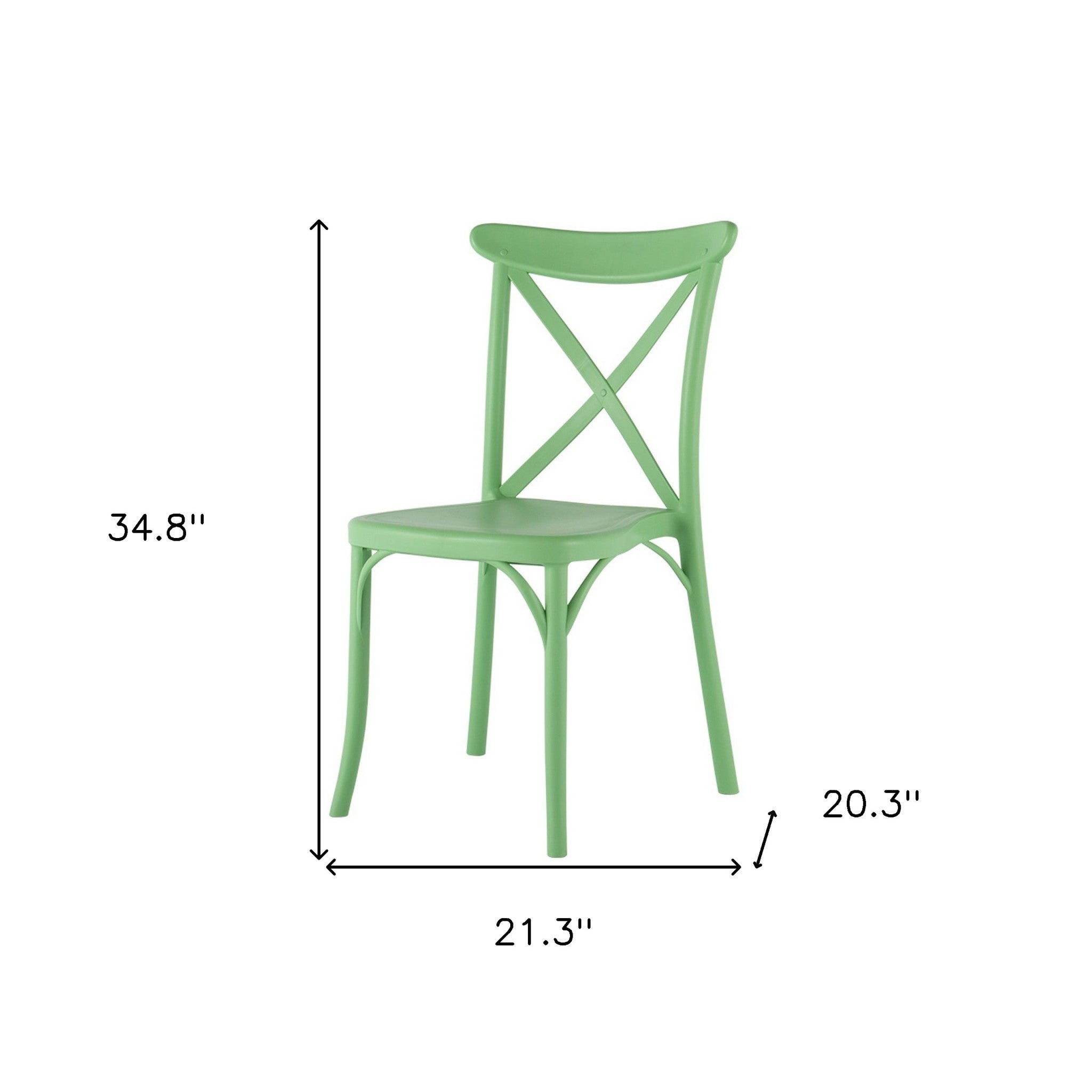 Set of Two Green Heavy Duty Plastic Outdoor Stacking Dining Chairs