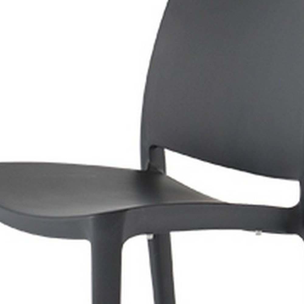 Set of Four Dark Gray Heavy Duty Plastic Outdoor Stacking Dining Chairs