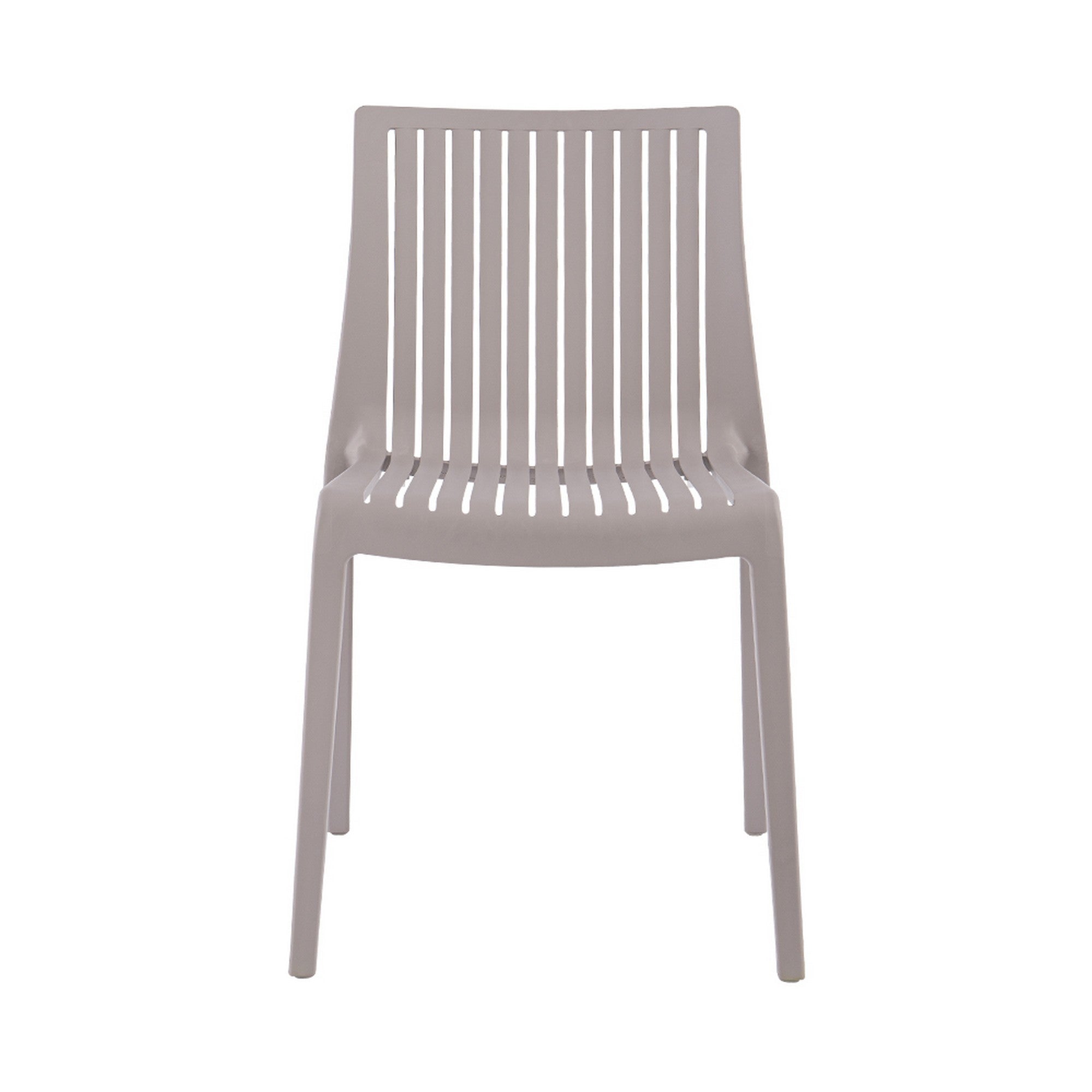 Set of Two Taupe Heavy Duty Plastic Outdoor Stacking Accent Chairs