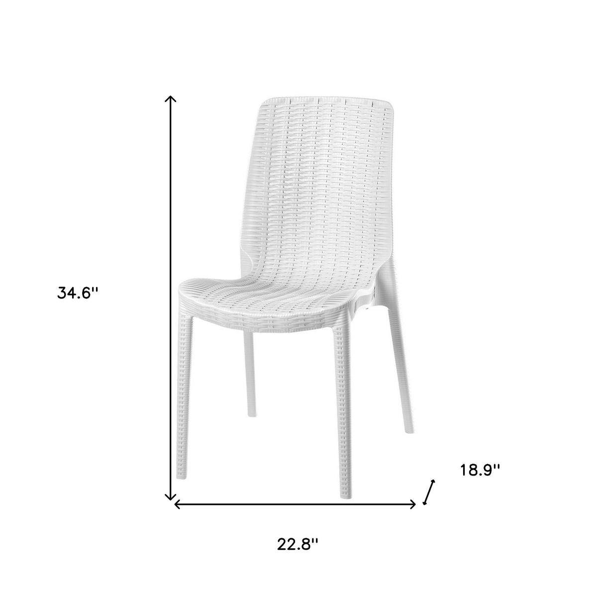 Set of Four White Heavy Duty Plastic Outdoor Stacking Dining Chairs