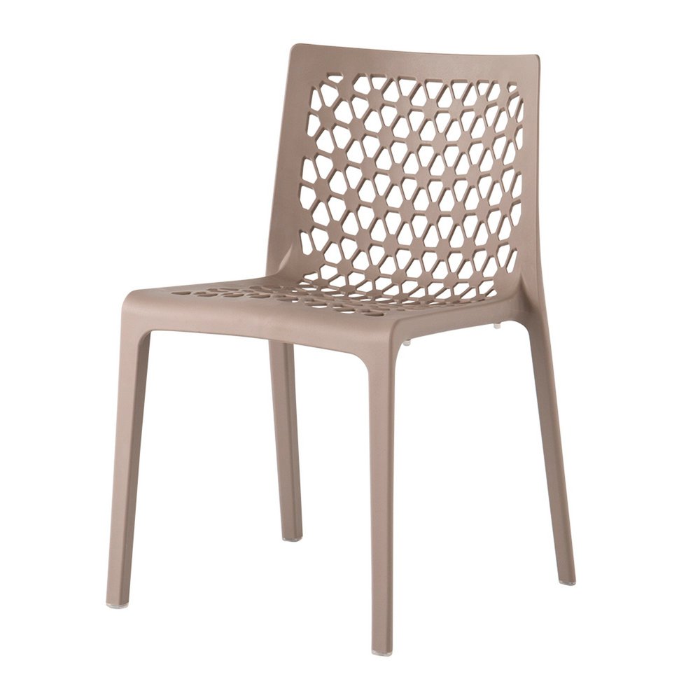 Set of Two Gray Heavy Duty Plastic Outdoor Stacking Dining Chairs