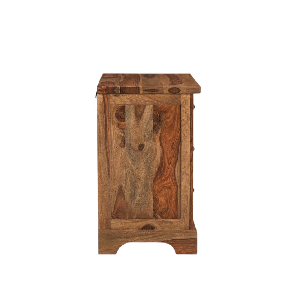 27" Brown Solid Wood Live Edge Three Drawer Nightstand