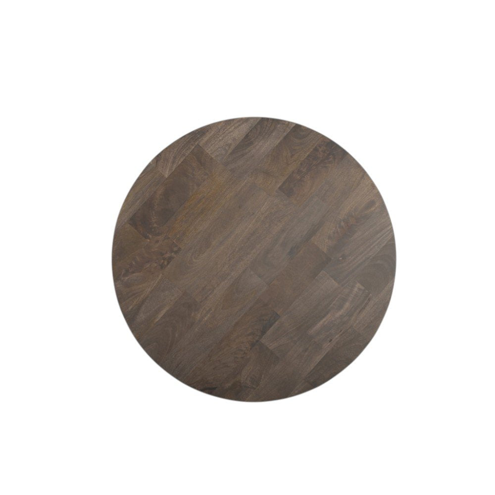 36" Brown Solid Wood Round Cross Legs Coffee Table