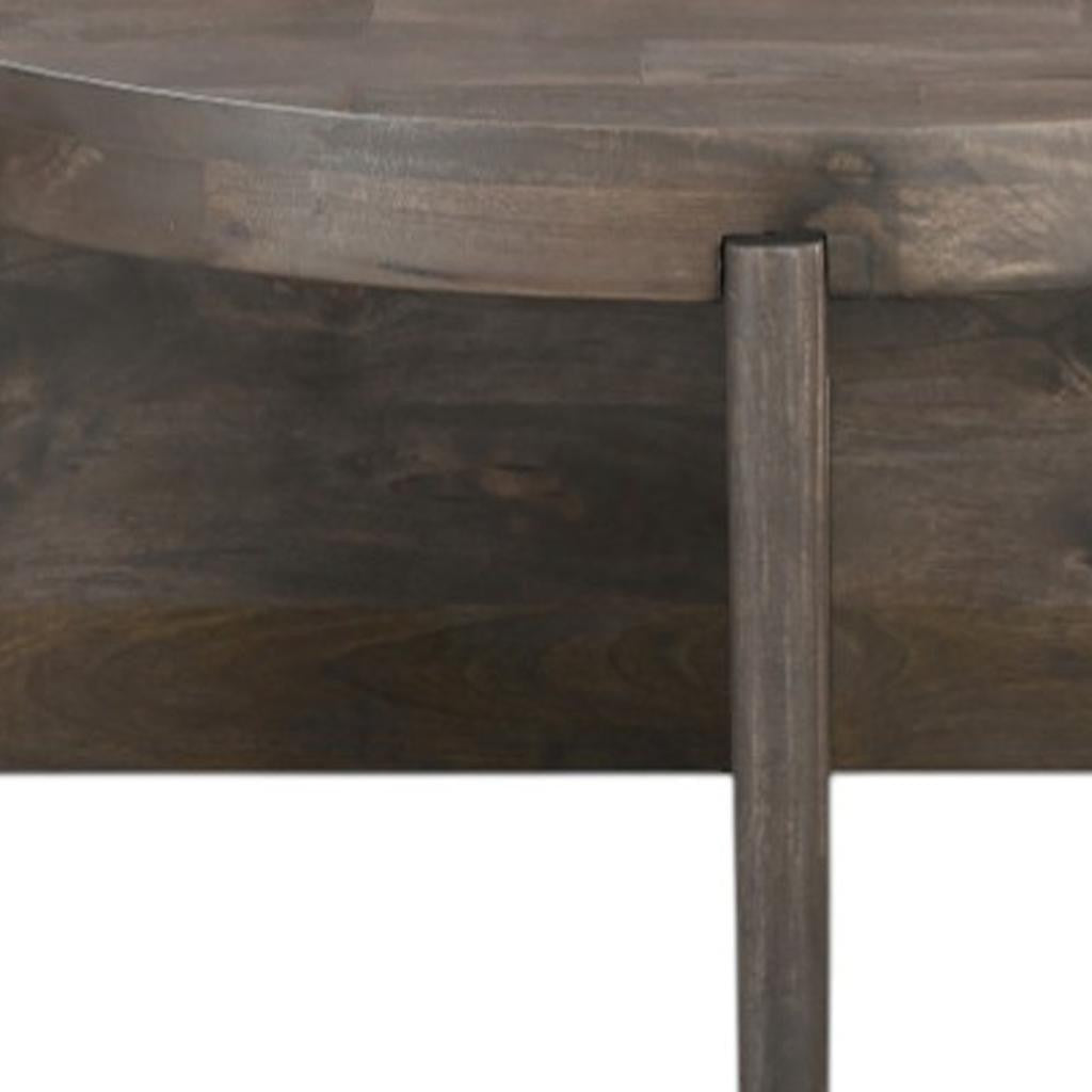 36" Brown Solid Wood Round Cross Legs Coffee Table