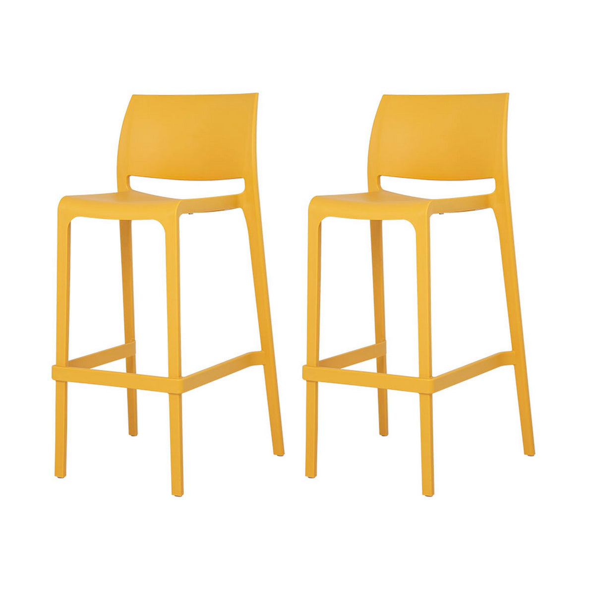 Set of Two 30" Yellow Heavy Duty Plastic Low Back Outdoor Bar Height Chairs
