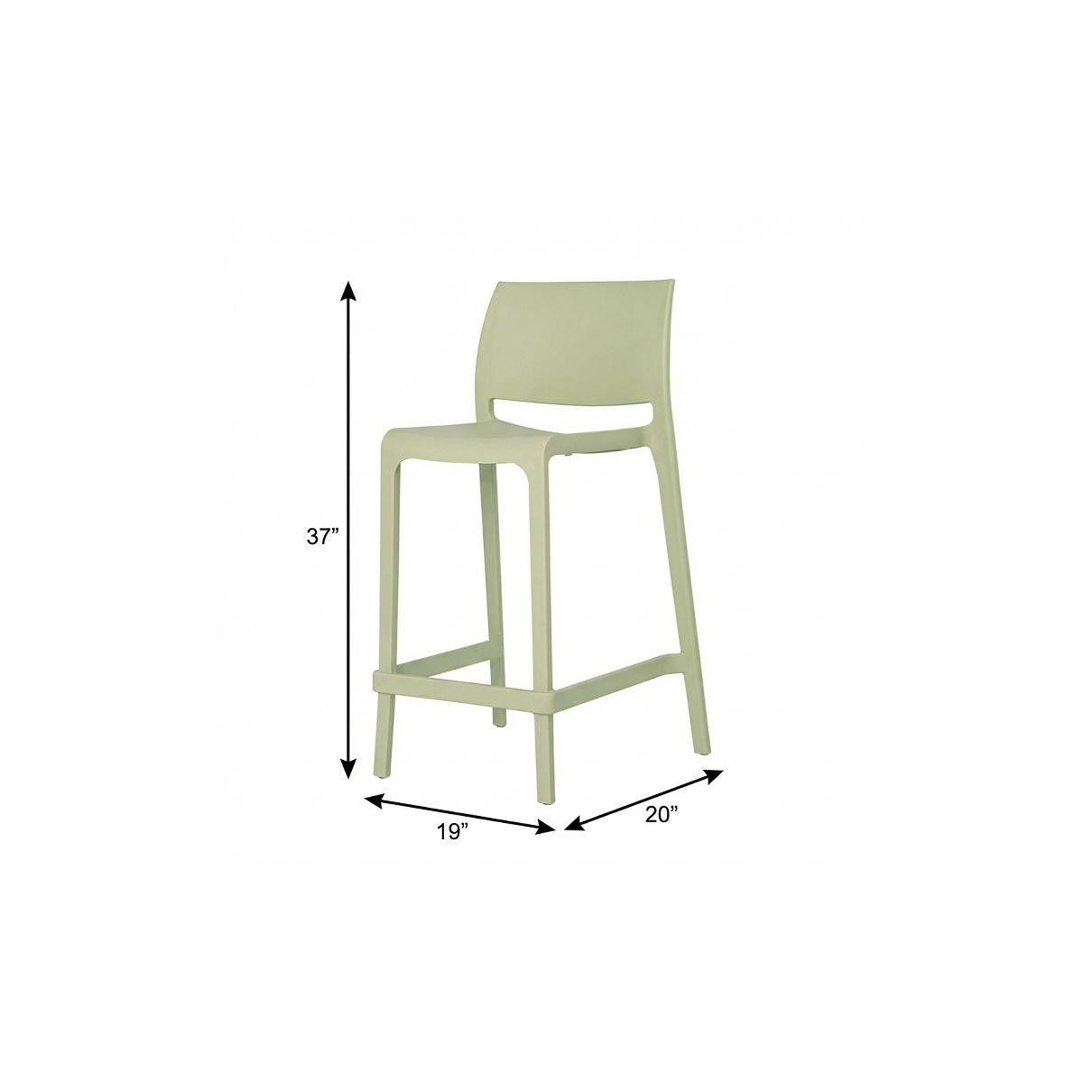 Set of Two 26" Green Heavy Duty Plastic Low Back Outdoor Counter Height Bar Chairs