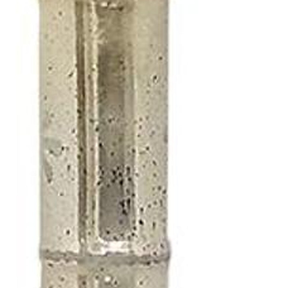 35" Silver Floral Glass Cylinder Floor Vase