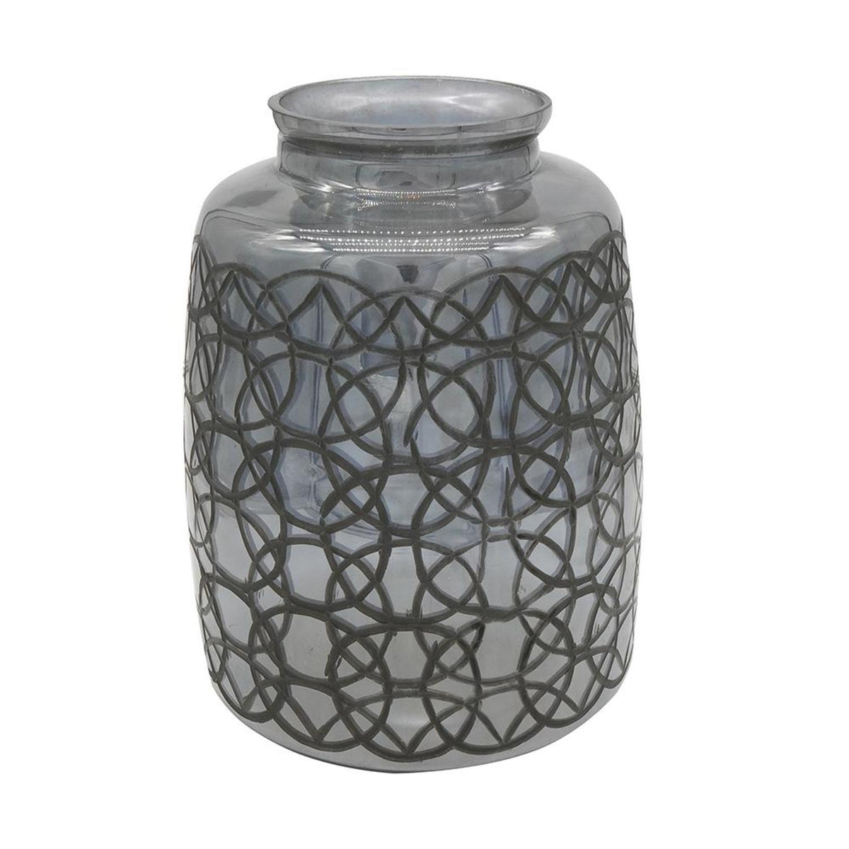 12" Dark Gray Geometric Round Glass Table Vase
