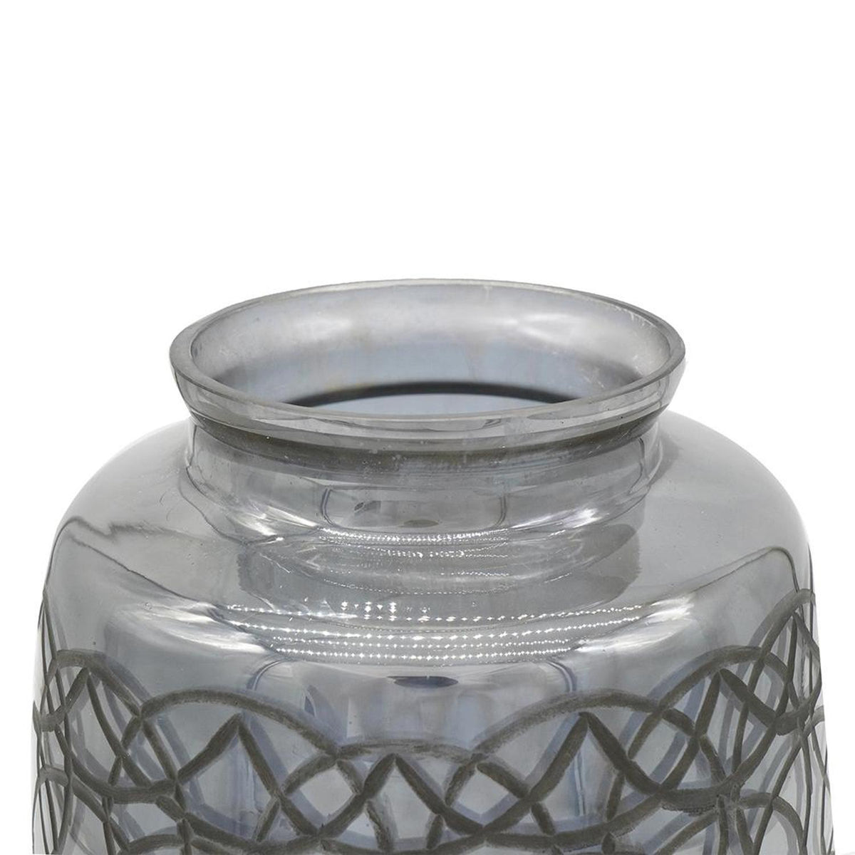 12" Dark Gray Geometric Round Glass Table Vase