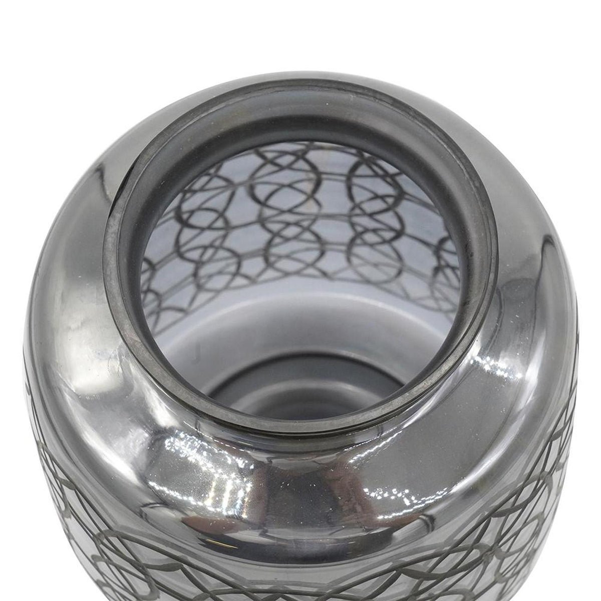 12" Dark Gray Geometric Round Glass Table Vase