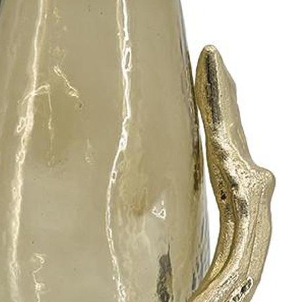 18" Champagne Glass And Metal Table Vase