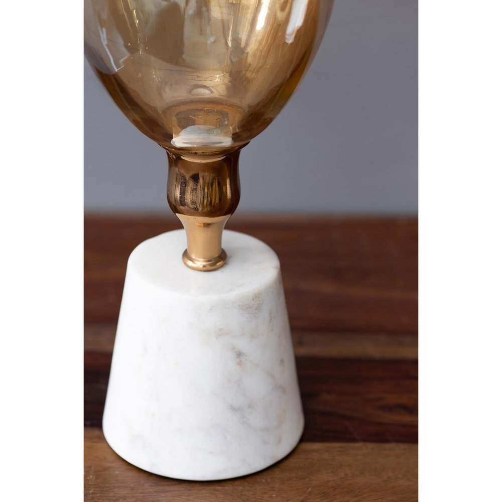 16" Gold And White Glass And Marble Table Vase
