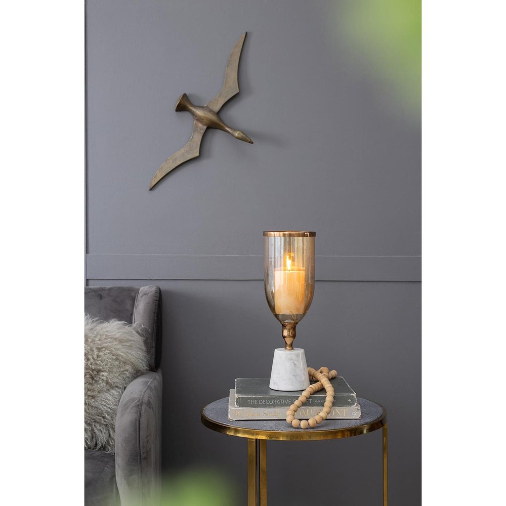 16" Gold And White Glass And Marble Table Vase