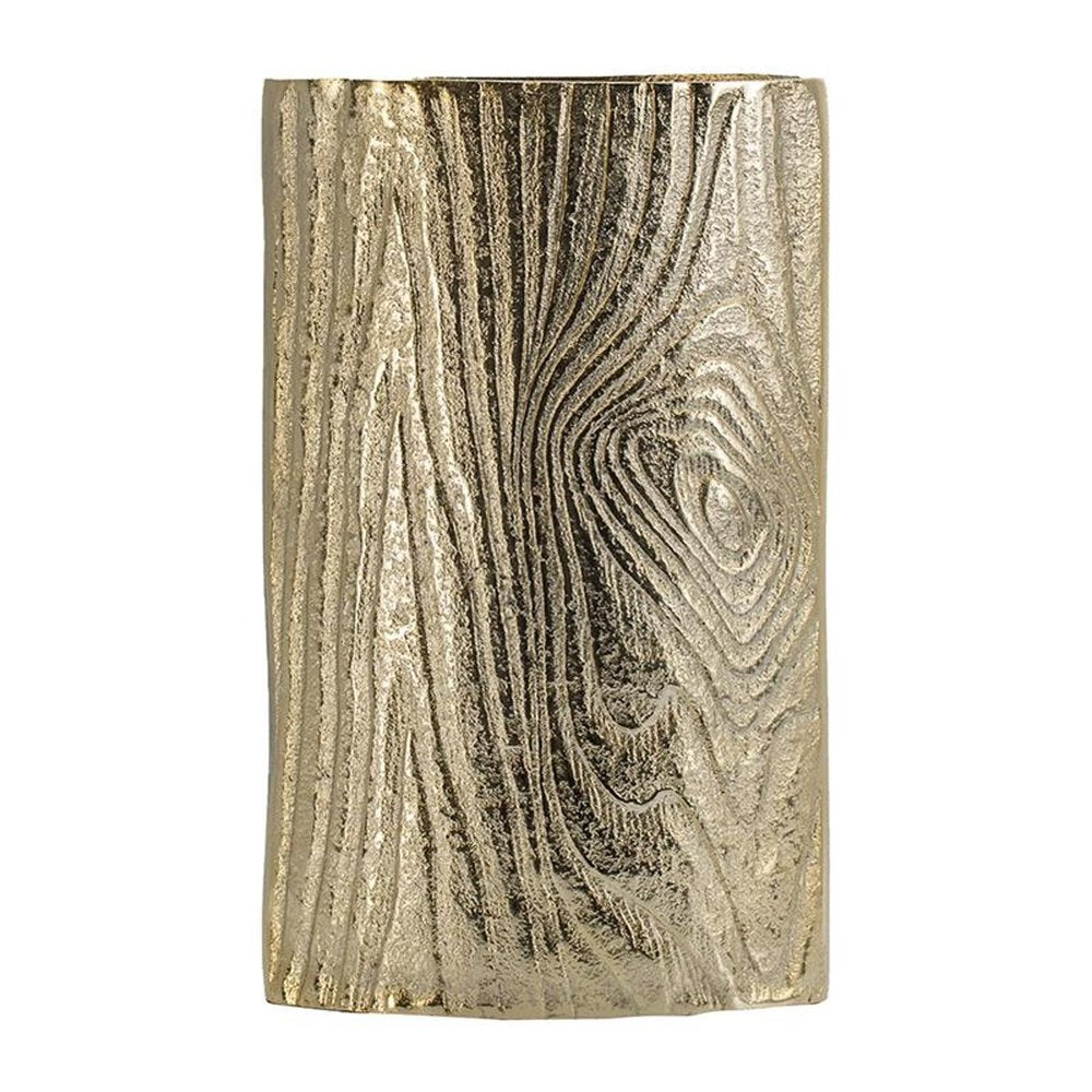 10" Gold Aluminum Oval Faux Wood Table Vase
