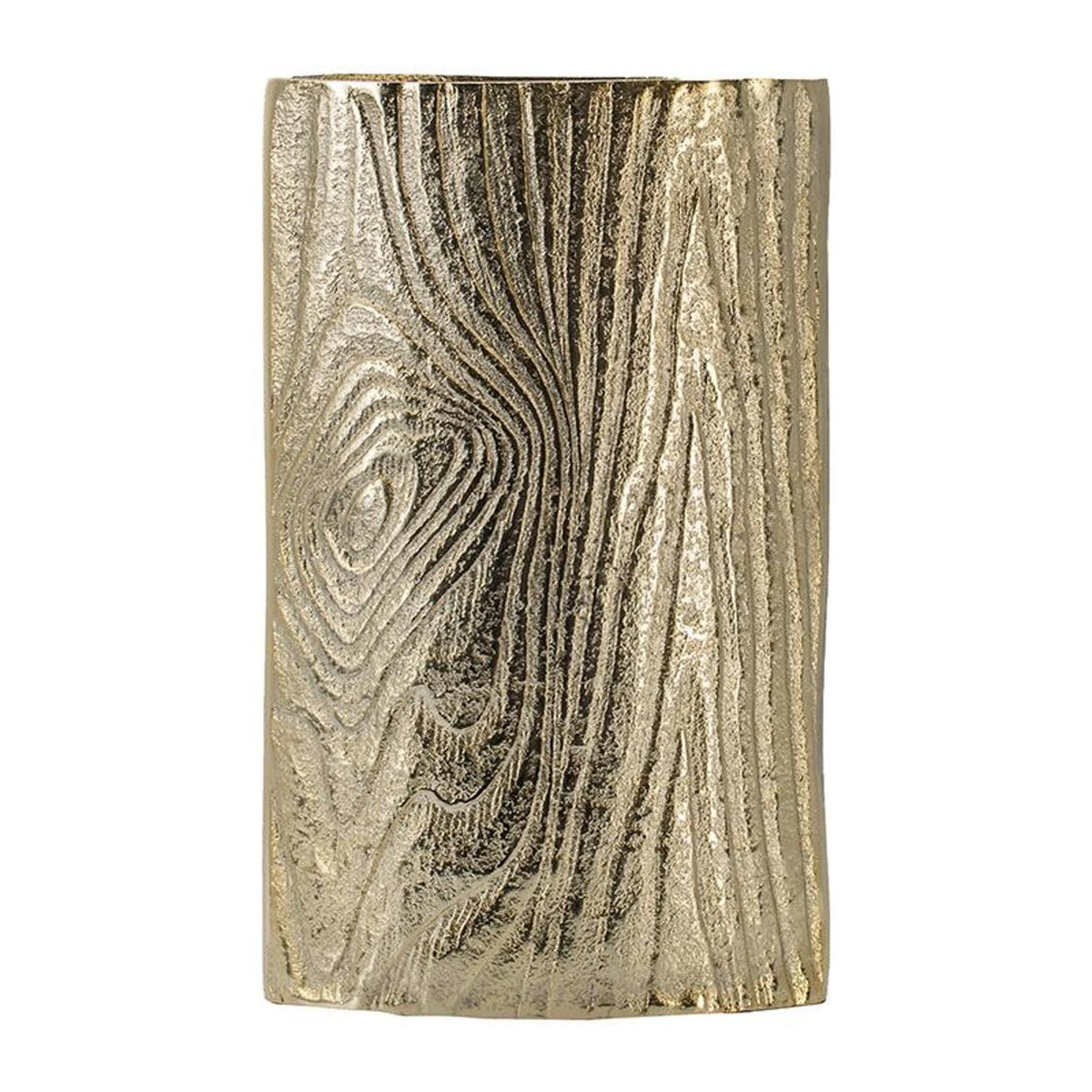 10" Gold Aluminum Oval Faux Wood Table Vase