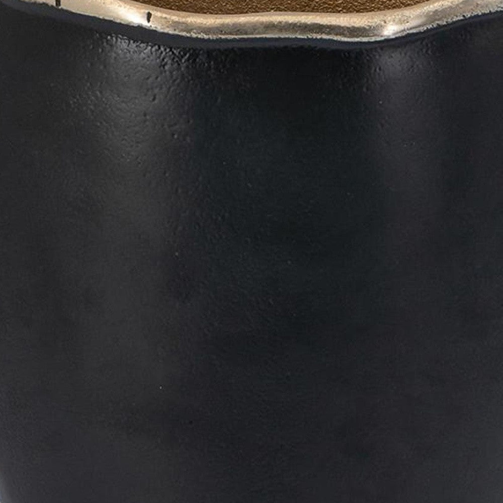 10" Black And Gold Cast Aluminum Oval Table Vase