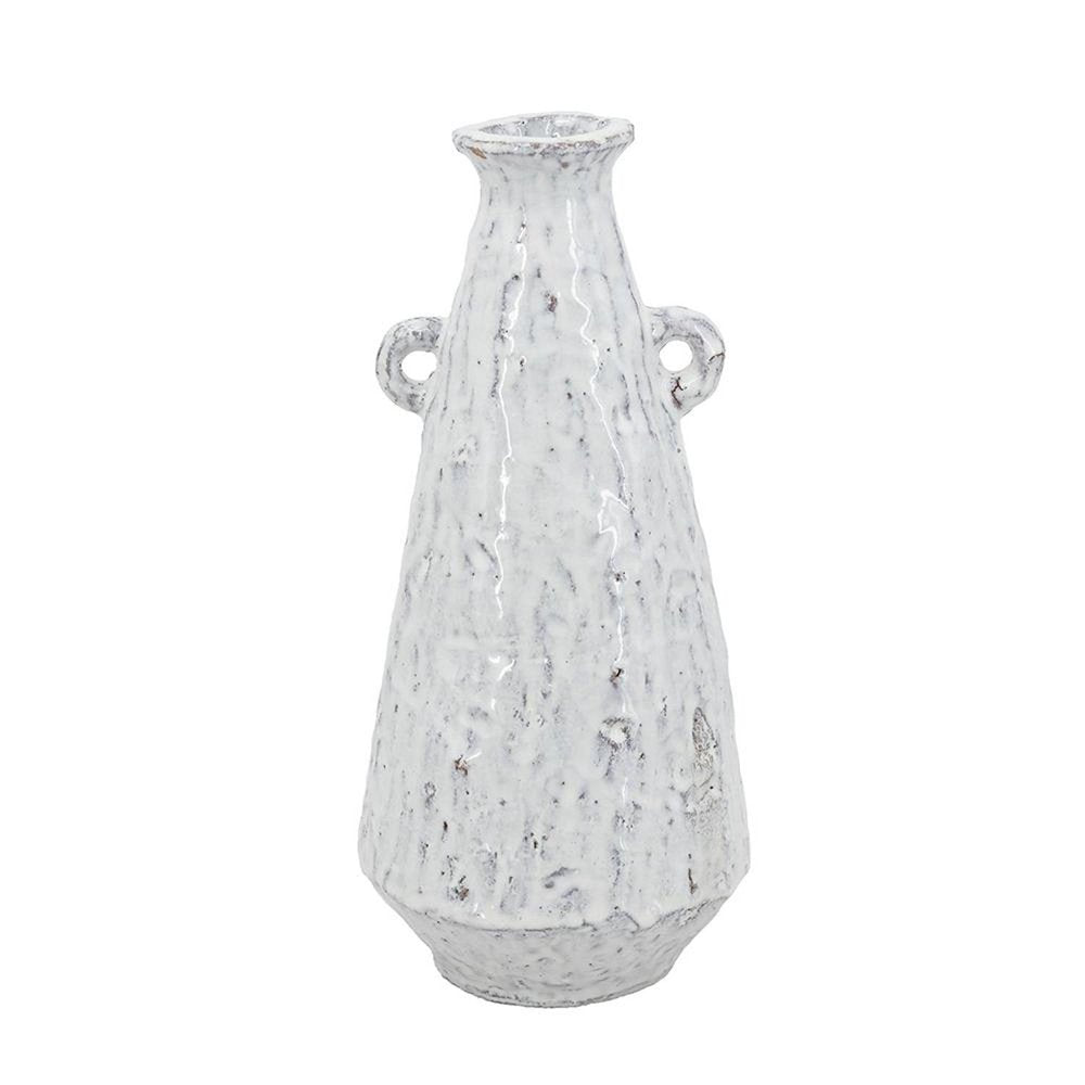 12" White Terracotta Tapered Jug Vase