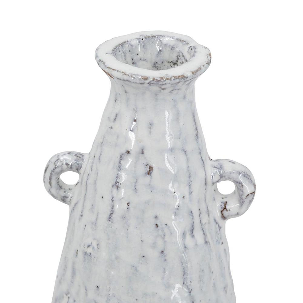 12" White Terracotta Tapered Jug Vase