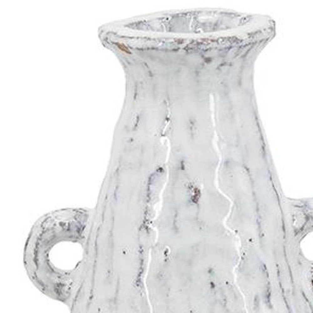 12" White Terracotta Tapered Jug Vase