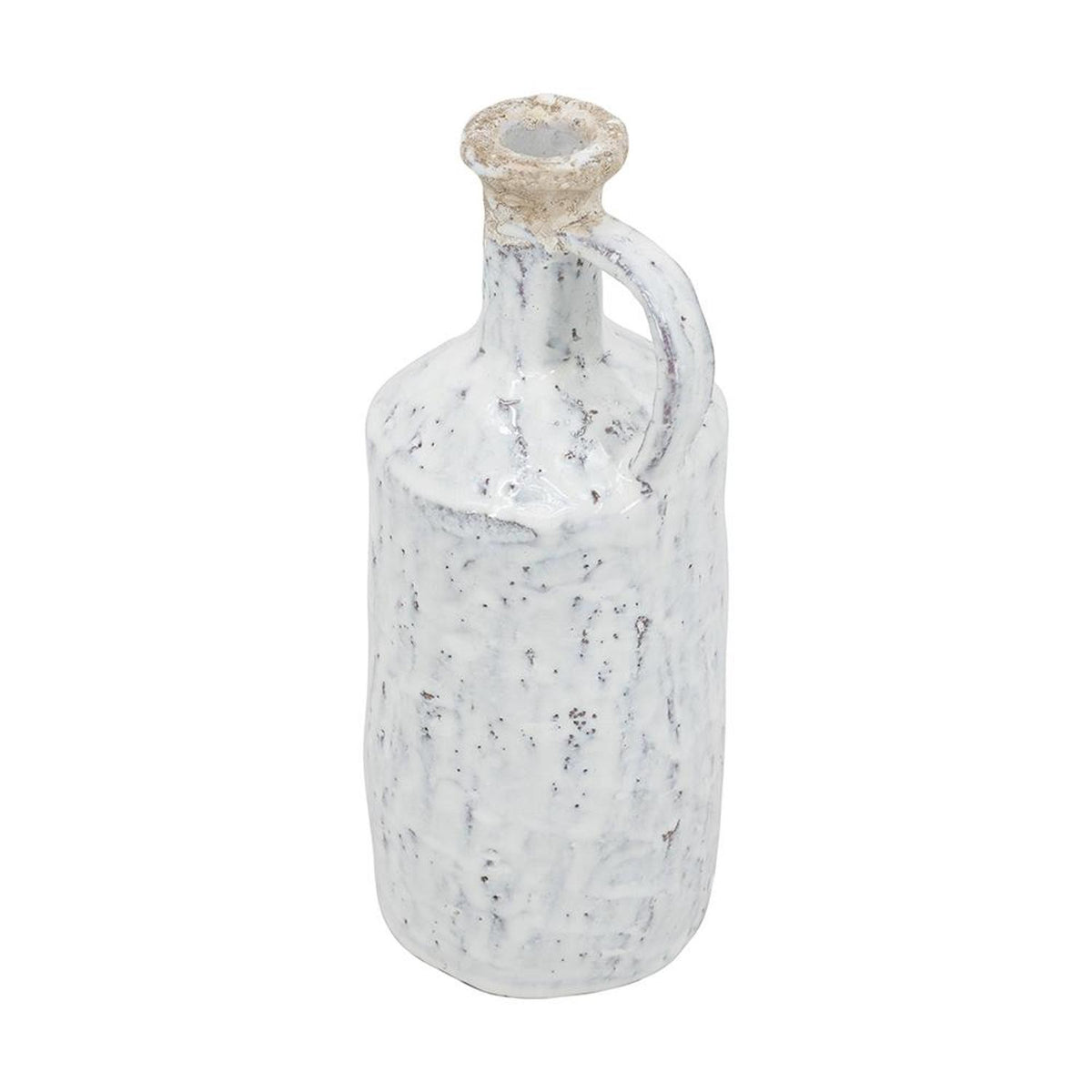 11" White Terracotta Cylinder Jug Vase