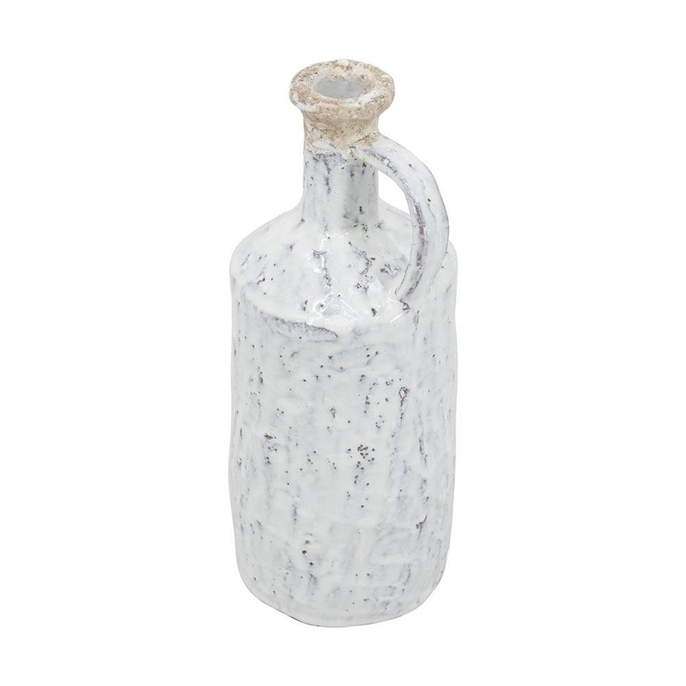 11" White Terracotta Cylinder Jug Vase