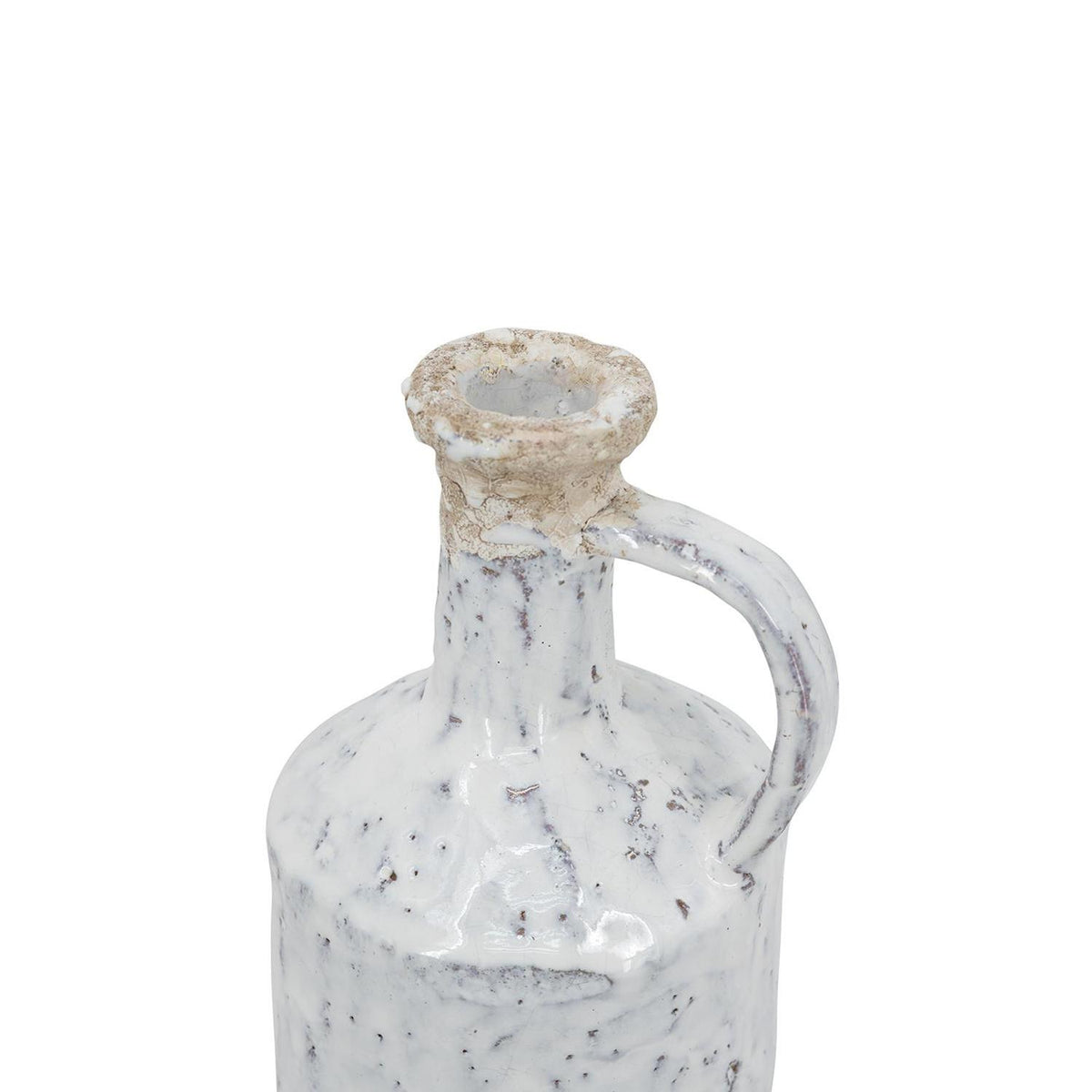 11" White Terracotta Cylinder Jug Vase