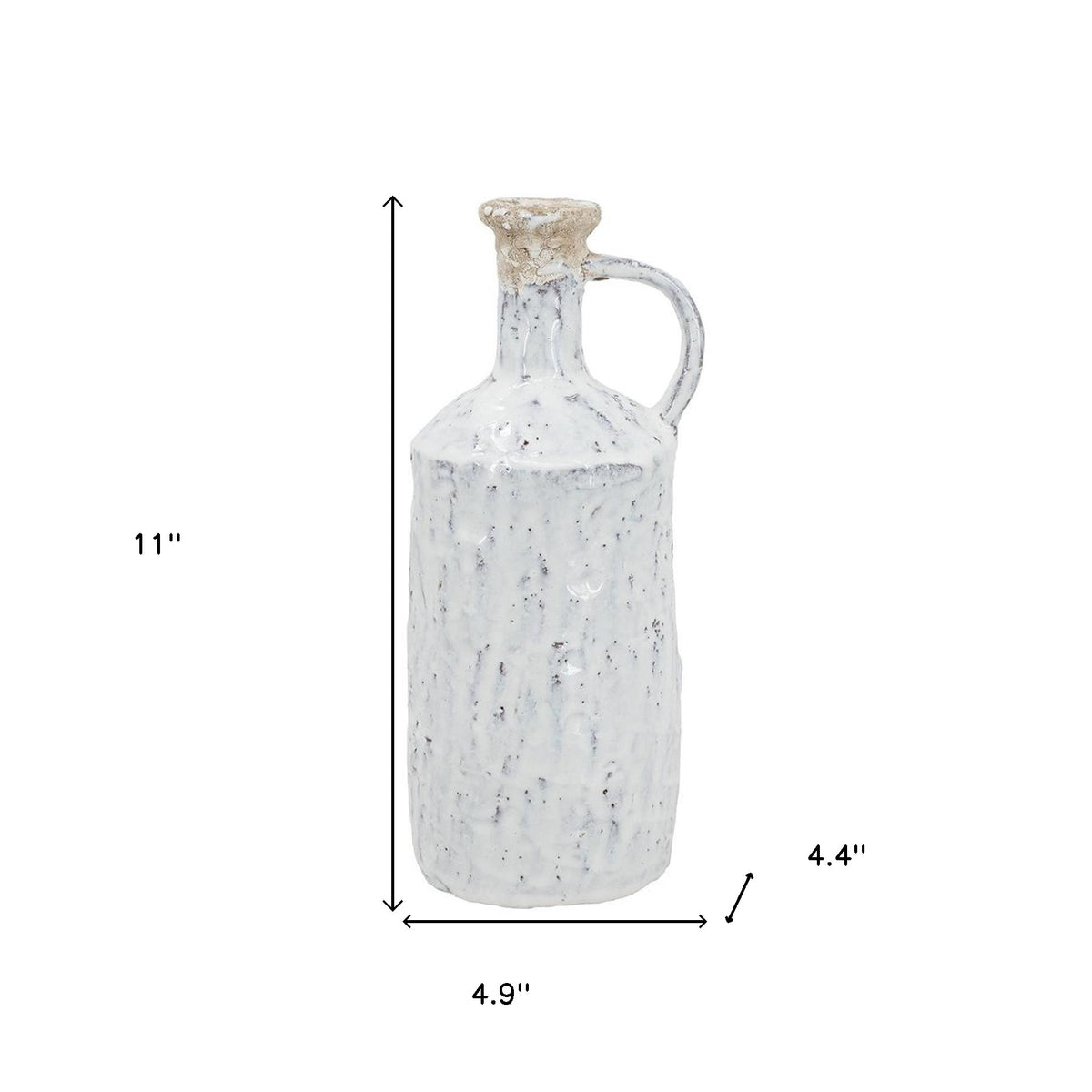 11" White Terracotta Cylinder Jug Vase