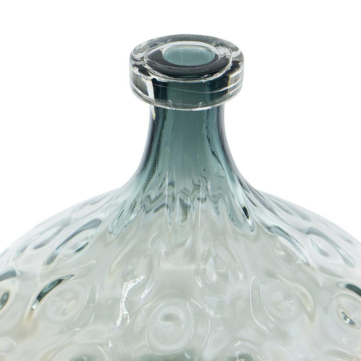 13" Light Blue Hammered Glass Table Vase