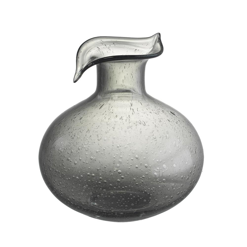 9" Light Gray Bubble Glass Round Table Vase