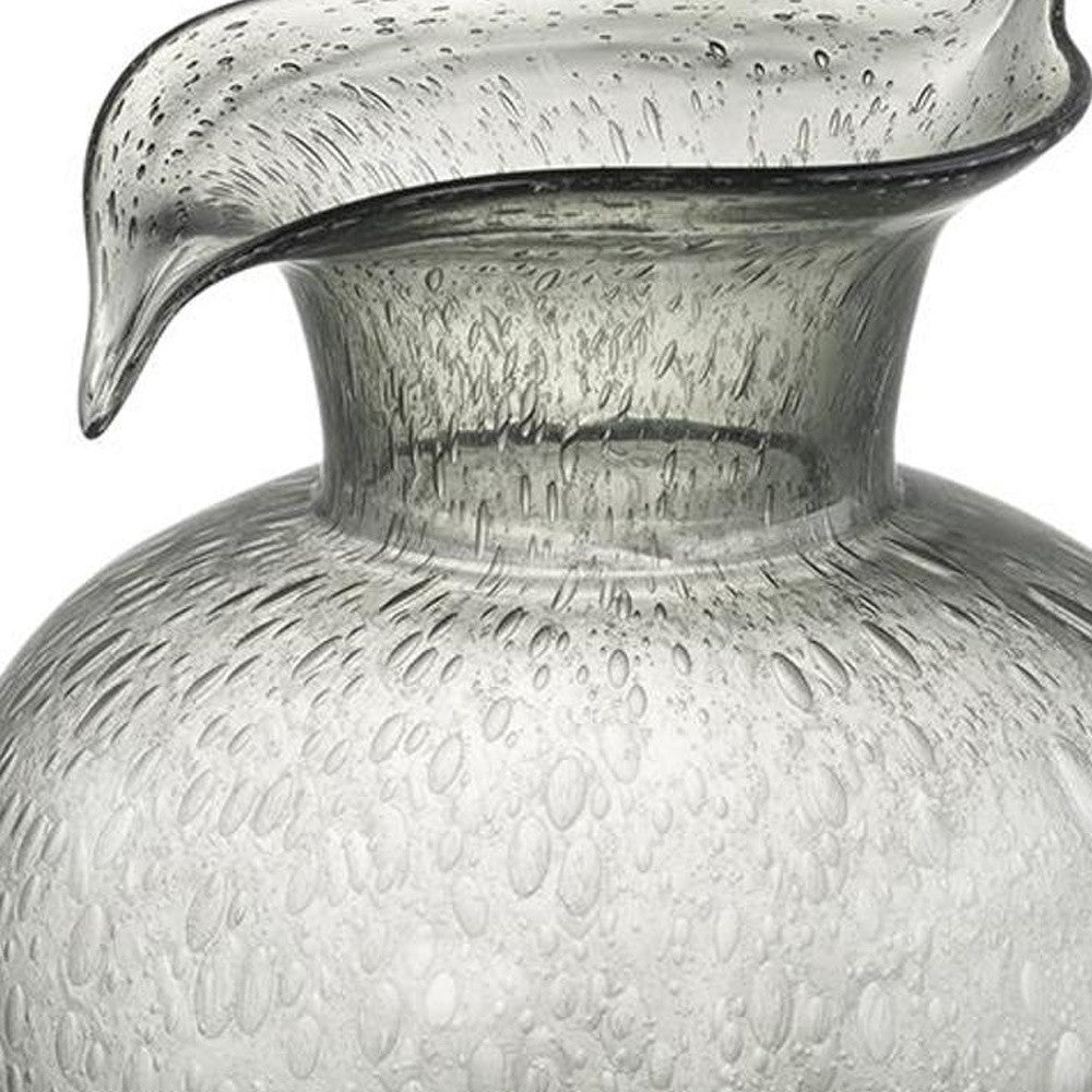 10" Light Gray Bubble Glass Round Table Vase
