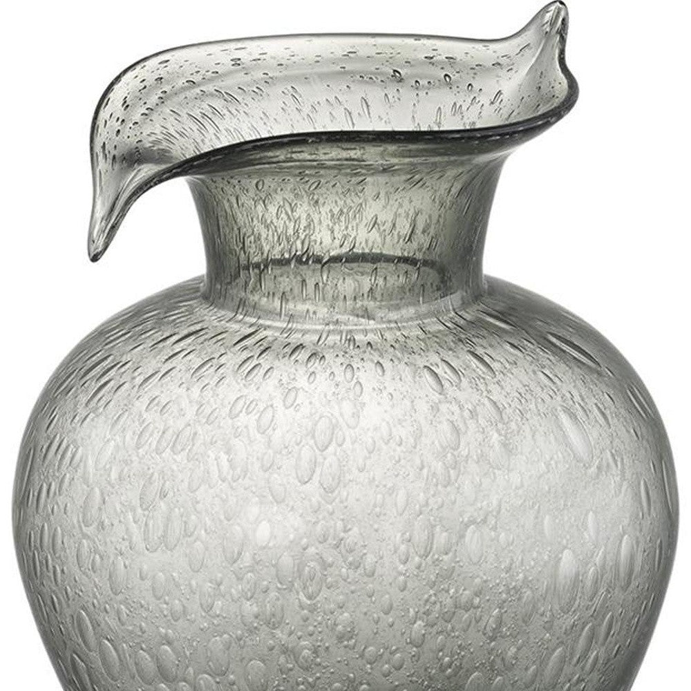 10" Light Gray Bubble Glass Round Table Vase