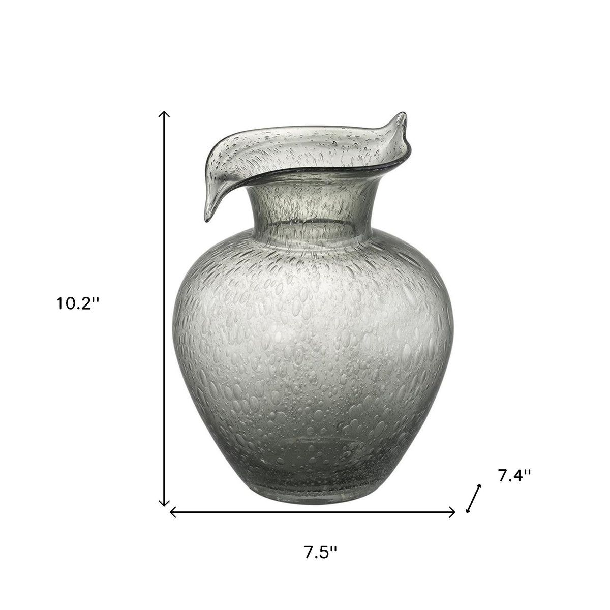 10" Light Gray Bubble Glass Round Table Vase