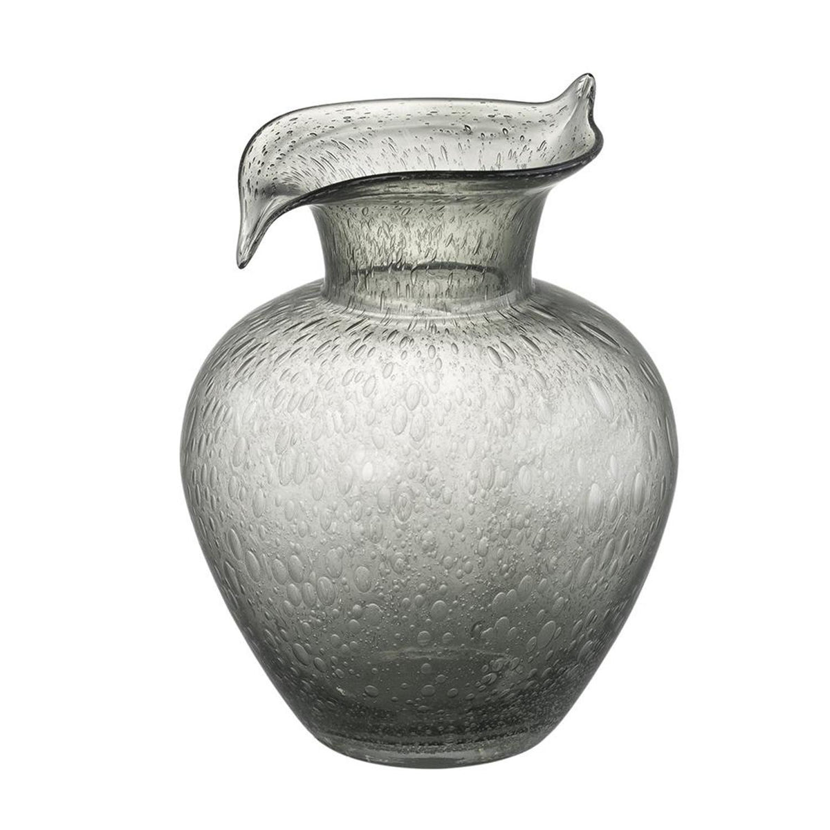 10" Light Gray Bubble Glass Round Table Vase