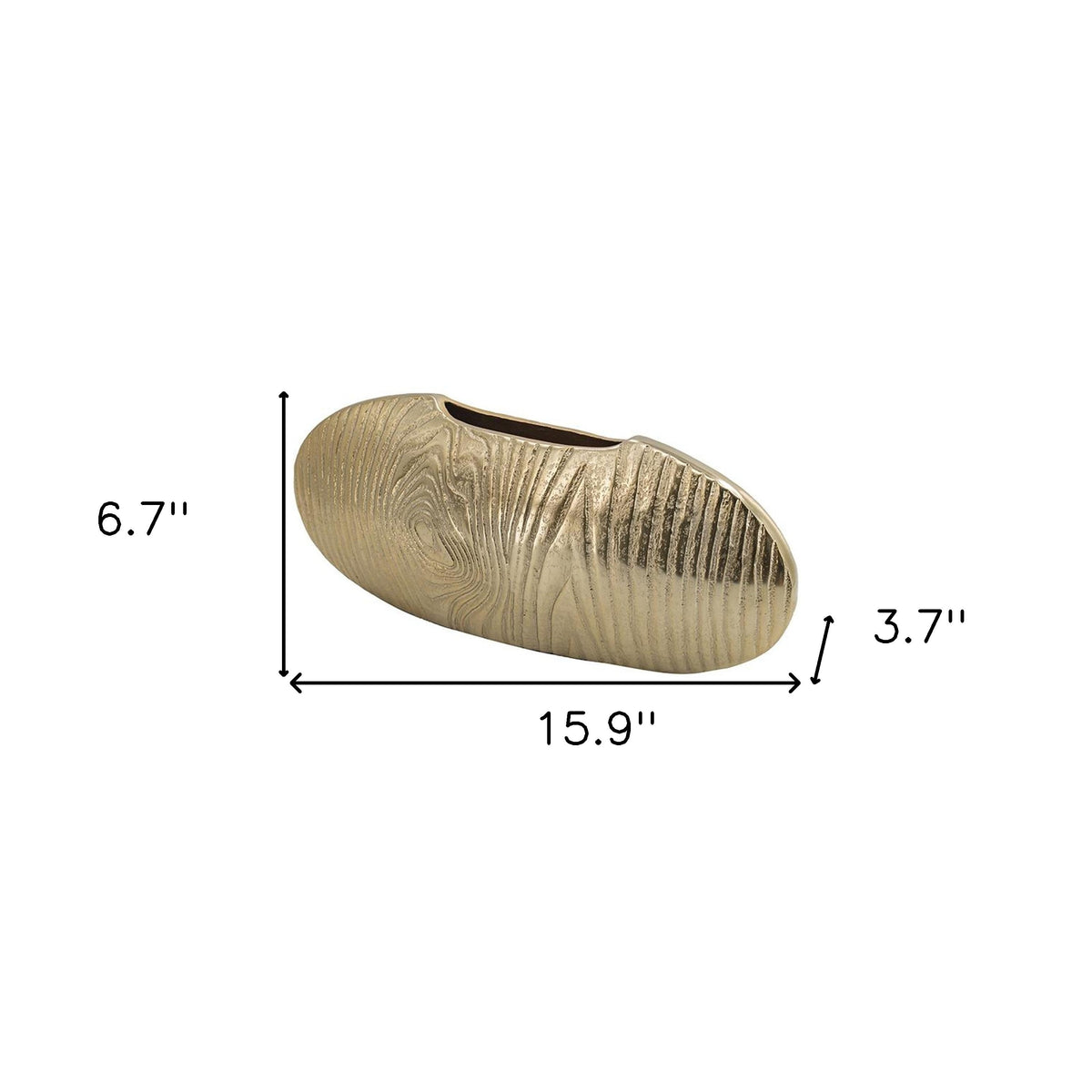 7" Gold Aluminum Oval Disc Table Vase