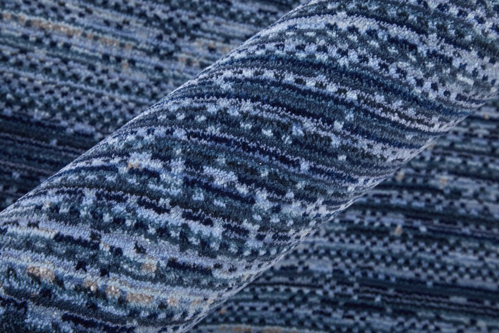 9' X 13' Blue and Gray Power Loom Area Rug