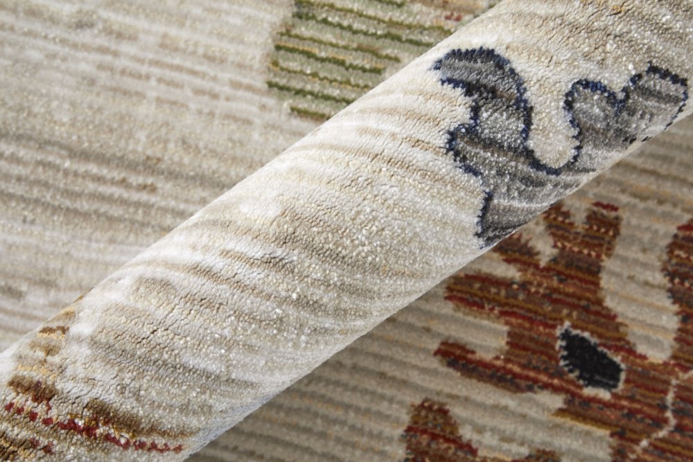 9' X 13' Ivory Red and Blue Floral Power Loom Area Rug