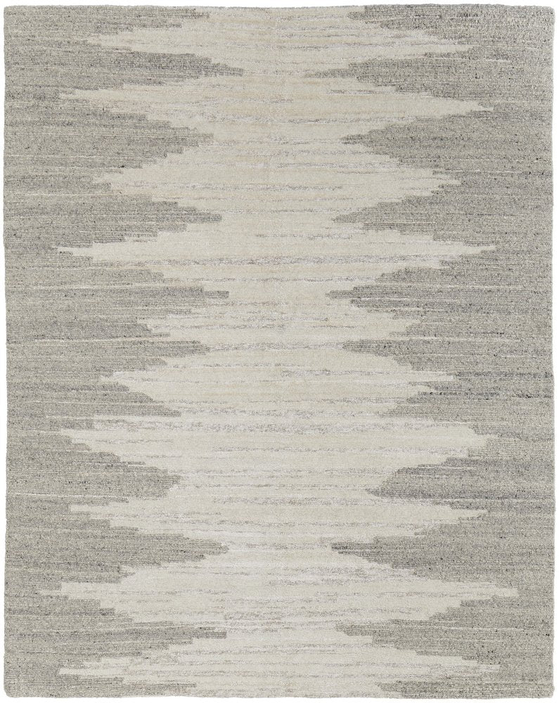 9' X 13' Gray and Ivory Ombre Hand Woven Area Rug