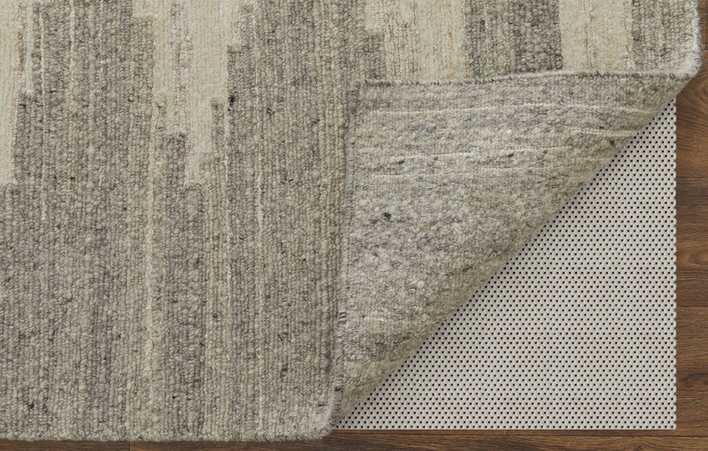 9' X 13' Gray and Ivory Ombre Hand Woven Area Rug