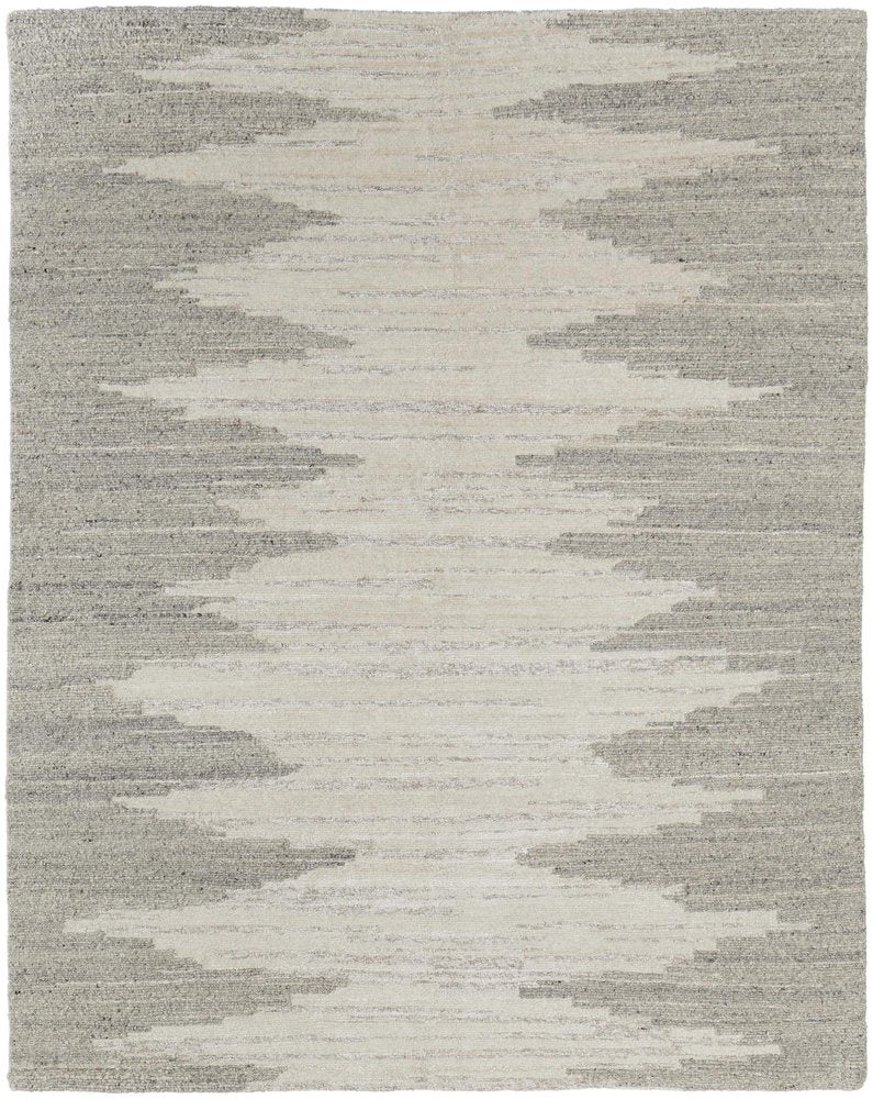 9' X 13' Gray and Ivory Ombre Hand Woven Area Rug