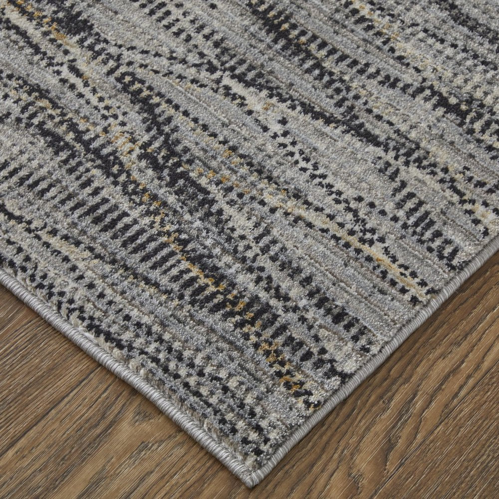 9' X 13' Gray Ivory and Tan Abstract Power Loom Area Rug