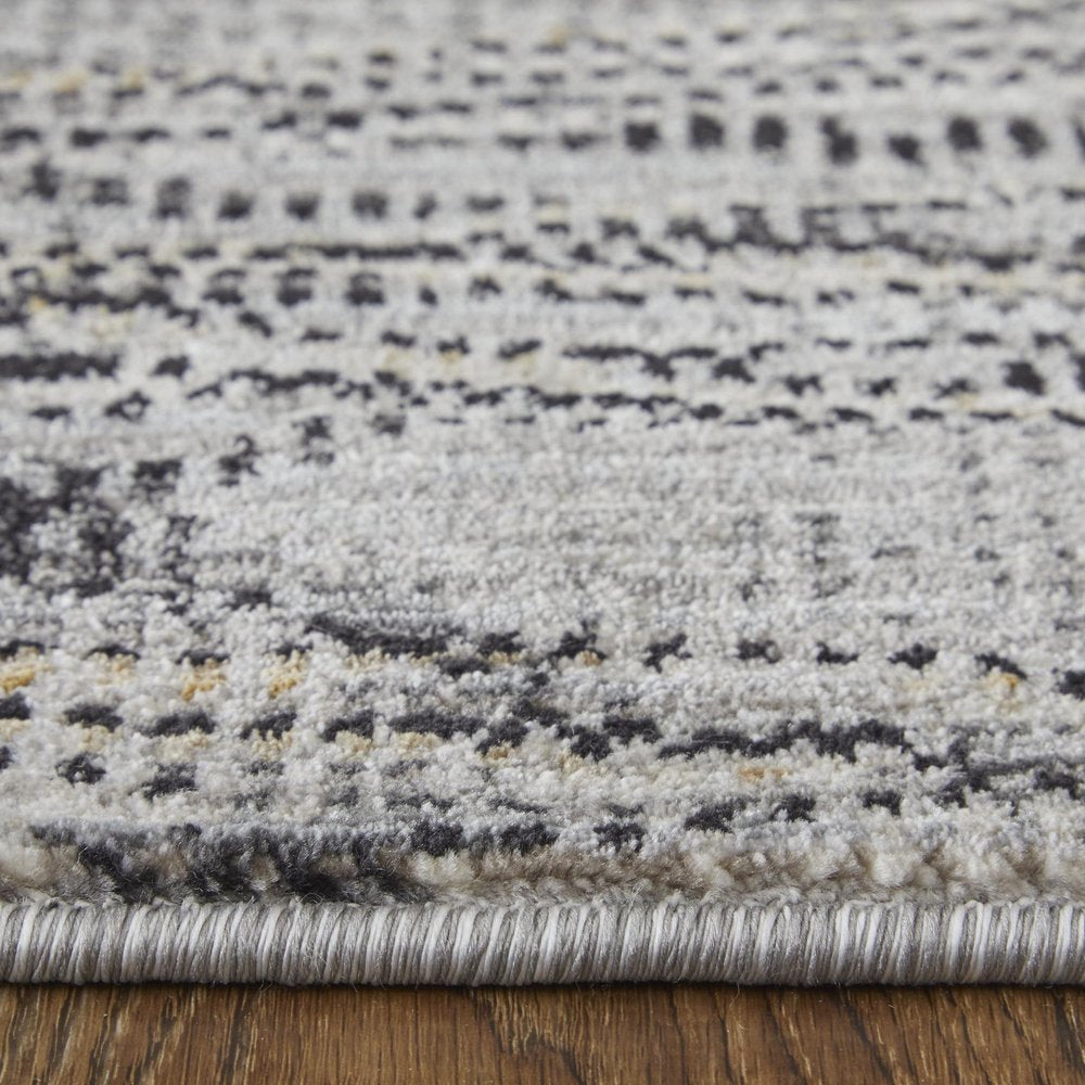 9' X 13' Gray Ivory and Tan Abstract Power Loom Area Rug