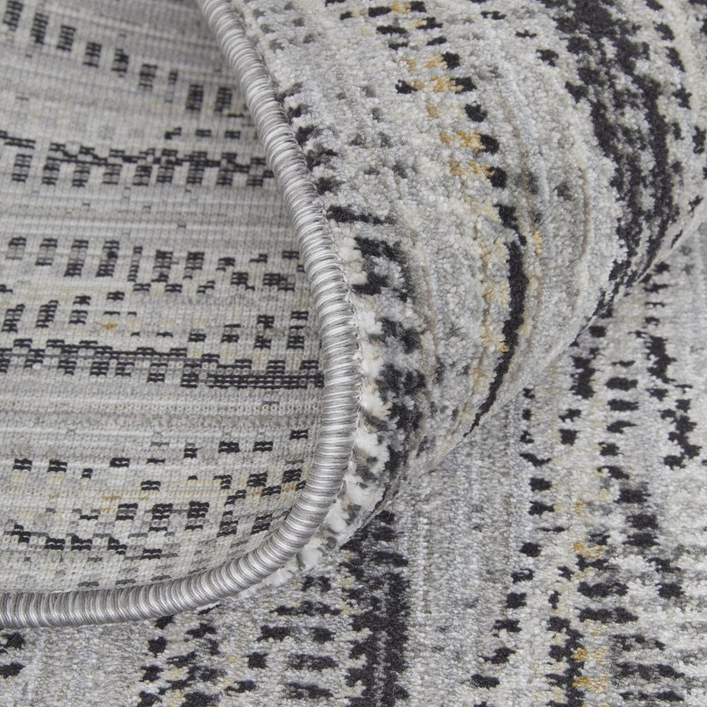 9' X 13' Gray Ivory and Tan Abstract Power Loom Area Rug