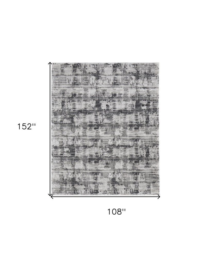9' X 13' Gray and Ivory Abstract Power Loom Area Rug